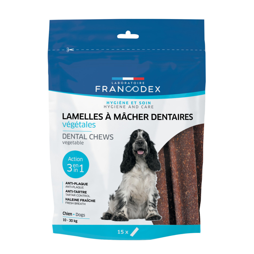 15 Tandheelkundige kauwsnippers 350g Voor honden 10-30 kg Francodex FR-172365 Kauwbaar snoepgoed