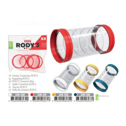 Conector de 4 anéis para tubo Rody . cor vermelha. tamanho ø 6 cm . para roedor. ZO-206031 Acessórios de gaiola