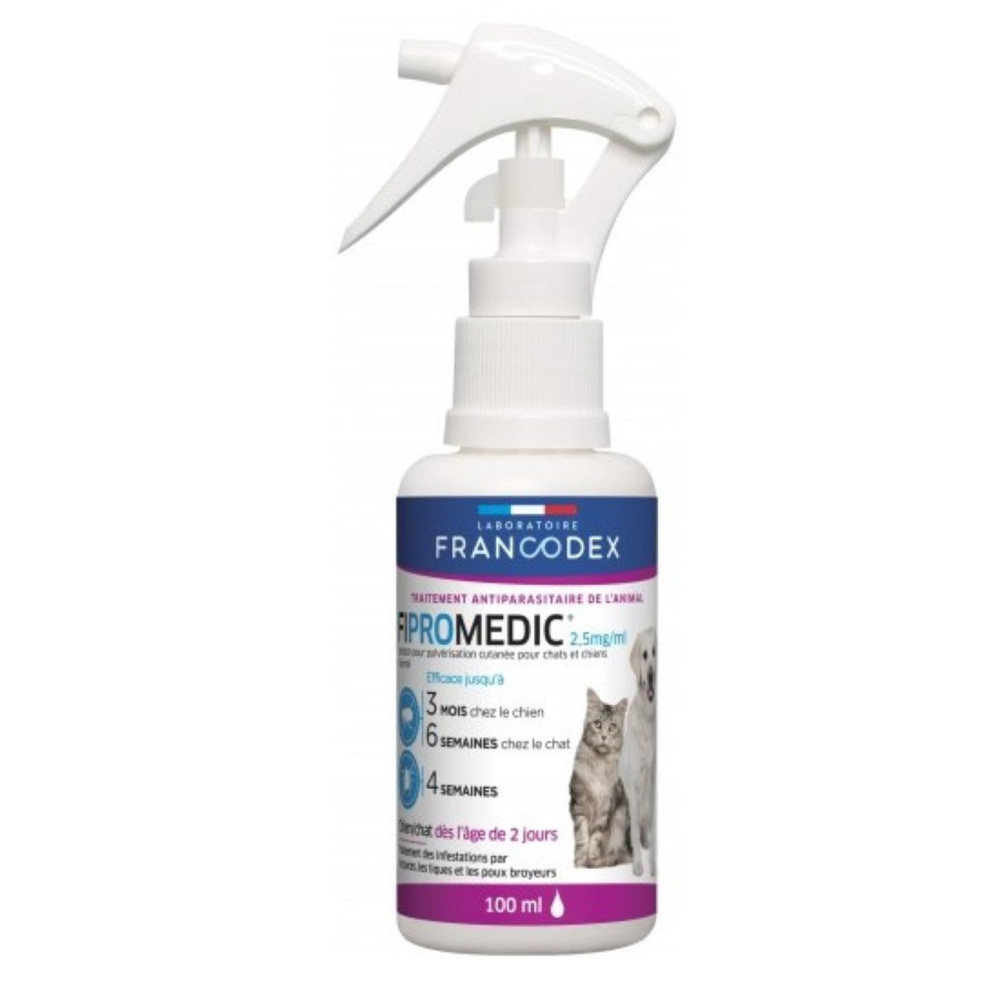 Spray antiparasitário fipromédico de 100 ml, para cães e gatos. FR-170361 Spray de controlo de pragas