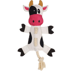 FLAMINGO Jouet vache avec corde 38 cm pour chien Jeux cordes pour chien