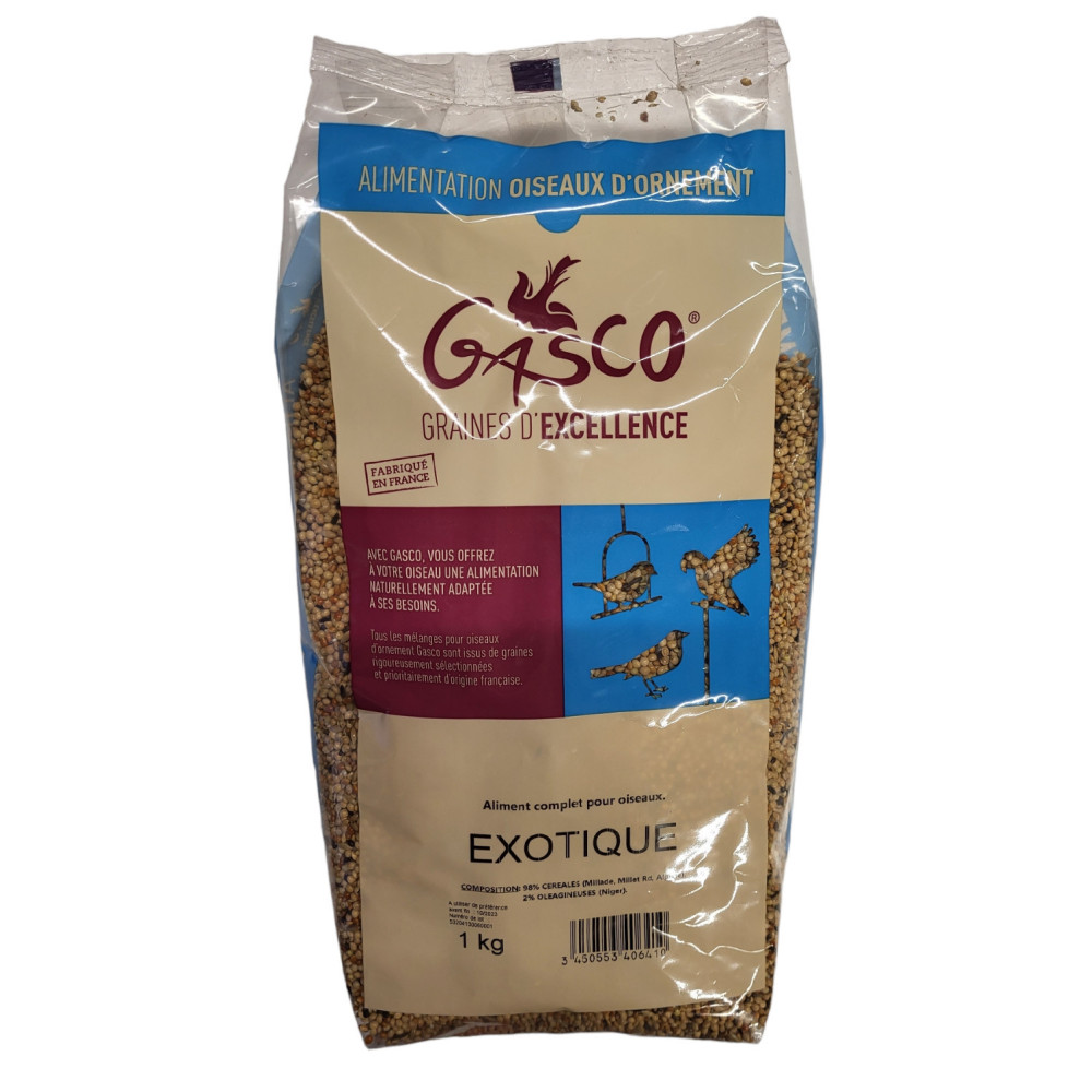 Gasco Graines pour oiseaux exotiques 1 Kg Nourriture graine