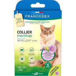 FR-175481 Francodex Collar repelente de insectos para gatos de más de 2 kg de longitud 35 cm fórmula reforzada Control de pla...