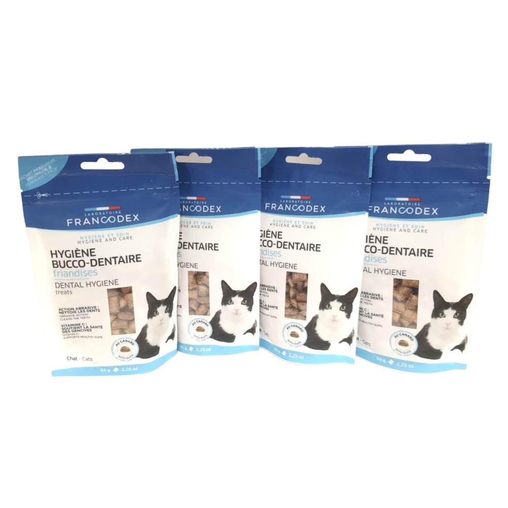 Francodex Packung Mundhygiene-Leckerlis 4 x 65g Für Kätzchen und Katzen FR-171055 Leckerbissen Katze