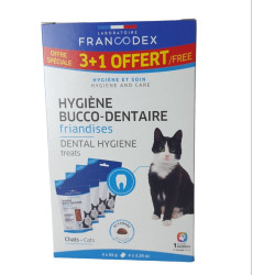 Francodex Confezione di 4 croccantini per l'igiene orale da 65 g per gattini e gatti FR-171055 Bocconcini per gatti
