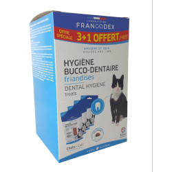 Francodex Confezione di 4 croccantini per l'igiene orale da 65 g per gattini e gatti FR-171055 Bocconcini per gatti