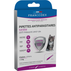 4 pipetas antiparasitárias Icardine para gatinhos com menos de 2 kg FR-176001 Controlo de pragas felinas