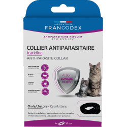 Ongediertebestrijdingshalsband icaridine 35 cm zwart Voor katten en kittens Francodex FR-176006 Kat ongediertebestrijding