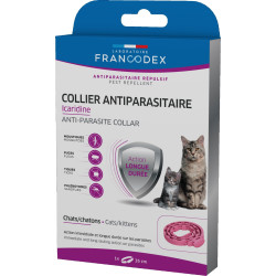 Francodex Collier Antiparasitaire icaridine 35 cm couleur rose Pour Chats et chatons Antiparasitaire chat
