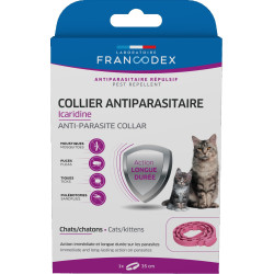 Ongediertebestrijdingshalsband icaridine 35 cm roze Voor katten en kittens Francodex FR-176007 Kat ongediertebestrijding