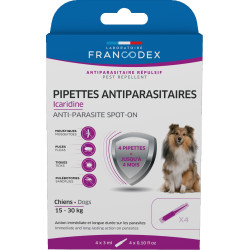 Francodex 4 Icaridine Antiparasitic Pipettes for dogs from 15-30 kg Pest Control Pipettes