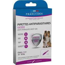 FR-176004 Francodex 4 Pipetas antiparasitarias Icaridine para perros de 15-30 kg Pipetas para plaguicidas