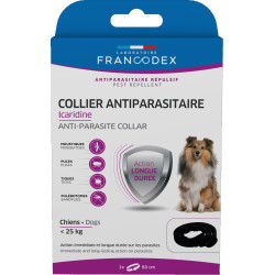 Francodex Collier Antiparasitaire Icaridine 60 cm noir pour chien moins de 25 kg collier antiparasitaire