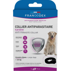FR-176010 Francodex Collar antiparasitario Icaridine 75 cm negro para perros de más de 25 kg collar de control de plagas
