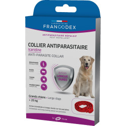 Francodex Collier Antiparasitaire Icaridine 75 cm rouge pour chien plus de 25 kg collier antiparasitaire
