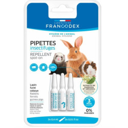 FR-174073 Francodex 3 Pipetas repelentes de insectos para conejos, hurones y cobayas Cuidados e higiene