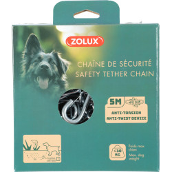 ZO-403425 zolux Cadena de seguridad de acero de 5 metros con eslabón antitorsión para perros de hasta 30 kg Cordón y pértiga