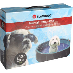 FL-522950 Flamingo Piscina con chorro de agua ø 80 x 20 cm azul y gris para perros Piscina para perros