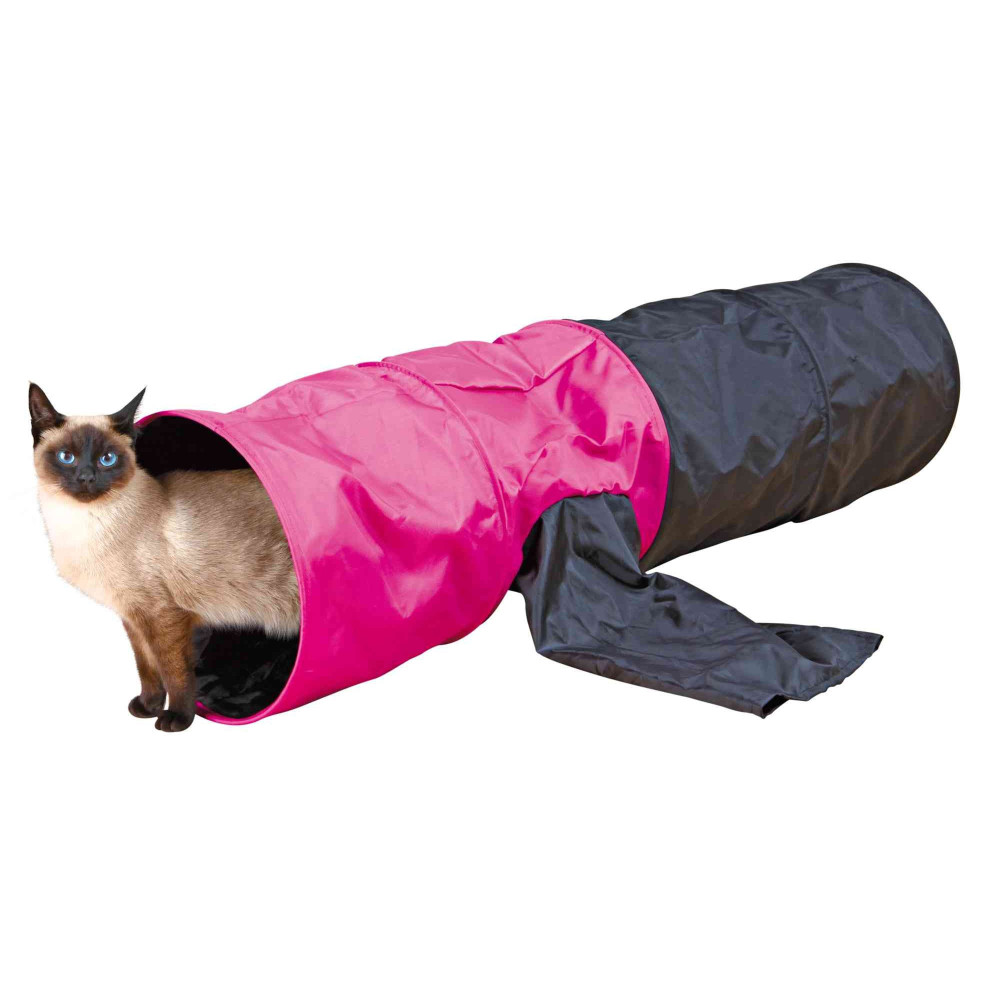Trixie Gioco tunnel ø 30 × 115 cm per gatti e cuccioli in nero e rosa TR-4302 Tunnel
