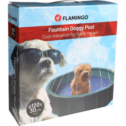 FL-522951 Flamingo Piscina para perros con chorro de agua ø 120 x 30 cm azul y gris Piscina para perros