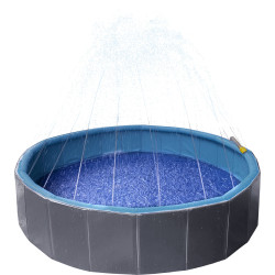 Dog pool with water jet ø 120 x 30 cm blue and grey Dog pool