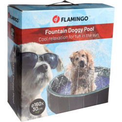 FL-522952 Flamingo Piscina azul y gris con chorro de agua ø 160 x 30 cm para perros Piscina para perros