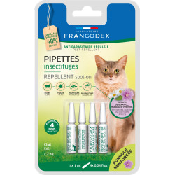 4 Pipetas Repelentes de Insectos para Gatos com mais de 2 kg fórmula reforçada FR-175486 Controlo de pragas felinas