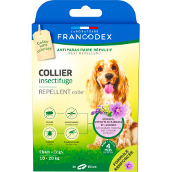 FR-175483 Francodex Collar antipulgas Repelente de insectos 60 cm Perros de 10 kg a 20 kg collar de control de plagas