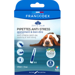 4 anti-stress rustgevende en welzijn pipetten voor honden Francodex FR-175324 Anti-Stress