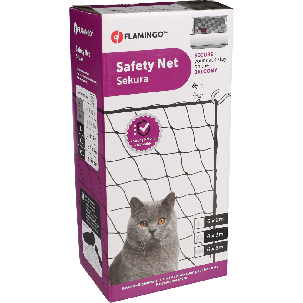 Rede de proteção preta Sekura 4 x 3 metros para gatos FL-15211 Segurança