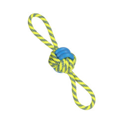 Flamingo Toy Knotted ball ø 7 cm x 30 cm Blue & Yellow for dogs Dog Balls