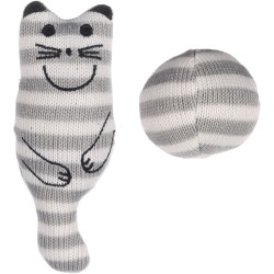Flamingo Grey Cat Toy + Catnip Ball 13 cm x 3 cm for cats Games with catnip, Valerian, Matatabi