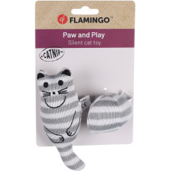 Flamingo Grey Cat Toy + Catnip Ball 13 cm x 3 cm for cats Games with catnip, Valerian, Matatabi