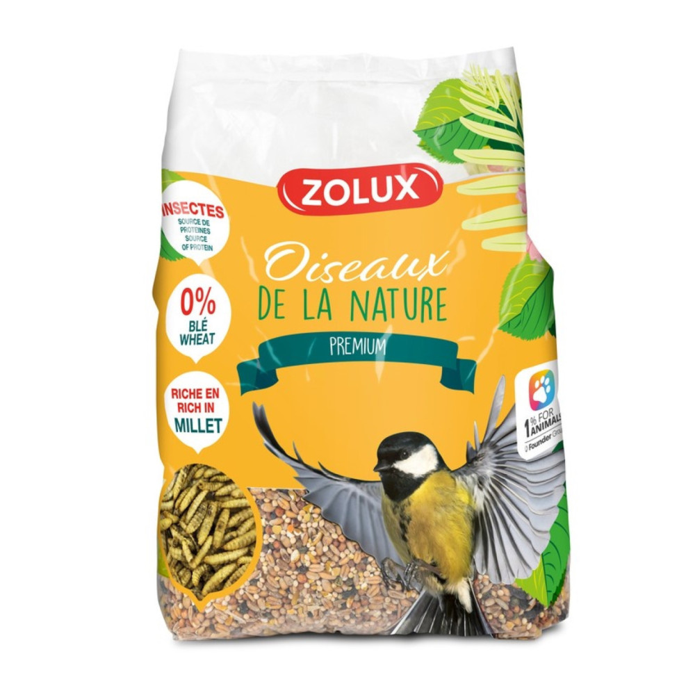 Mix premium graines et vers de farine pour oiseaux du jardin