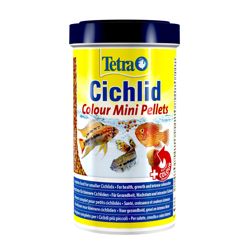 Tetra Cichlid color mini pellets 170 g 500 ml para peixes ciclídeos ZO-197428 Alimentação