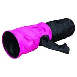 Trixie Tunnel de jeu ø 30 × 115 cm pour chat et chiot coloris noir et rose Tunnel