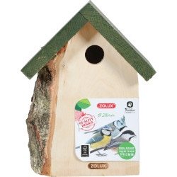 Caixa de nidificação em madeira maciça com entrada de ø28 mm para chapins ZO-170686VER Birdhouse