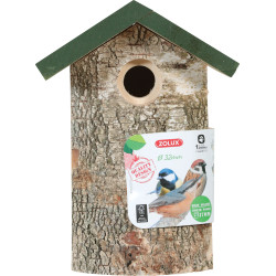 zolux Cassetta nido in legno massiccio con ingresso ø32 mm per uccelli passeriformi ZO-170687VER Casetta per uccelli