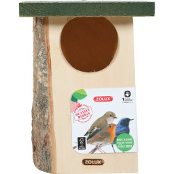 zolux Cassetta nido in legno massiccio per uccelli dalla gola rossa, ingresso ø 8 cm circa ZO-170688VER Casetta per uccelli