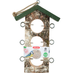 Suporte para 3 bolas de gordura para pássaros em madeira maciça ZO-170684VER suporte de bola ou almofada de lubrificação