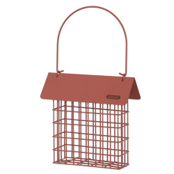 Porta-pão de metal com telhado vermelho de terracota para pássaros ZO-170592 suporte de bola ou almofada de lubrificação