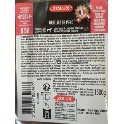 zolux Leckerli Schweineohren Beutel mit 50 Stück für Hunde ZO482866 Kau-Süßigkeit