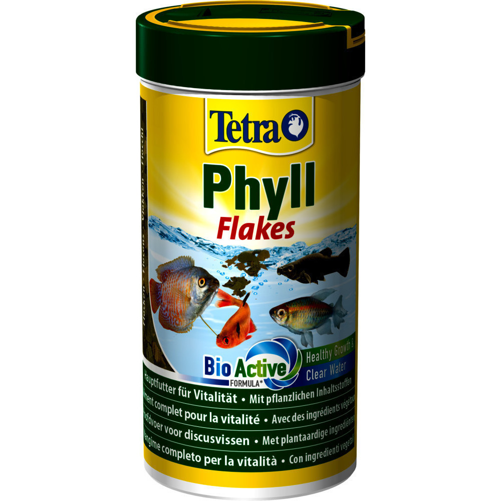 ZO-727687 Tetra Phyll Flakes, mezcla de copos para peces ornamentales 20g/100ml Alimentos