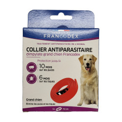 FR-170253 Francodex 1 Collar de control de plagas de Dimpylate de 70 cm. Para los perros. Color rojo collar de control de plagas