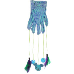 Flamingo Cat glove with blue toys 55 cm x 3.8 cm Fishing rods and feathers