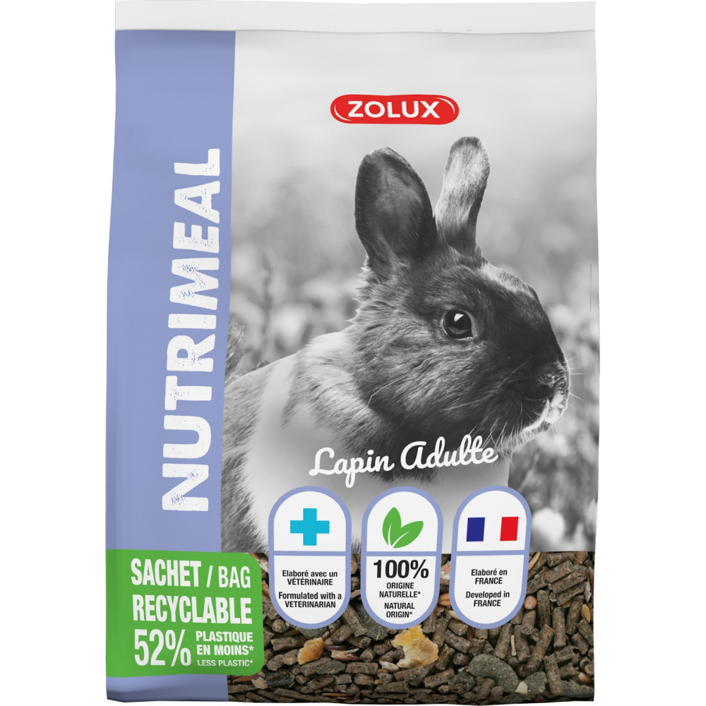 Alimento granulado Nutrimeal para coelhos anões com 6 meses de idade ou mais 800g ZO-210197 Comida para coelhos