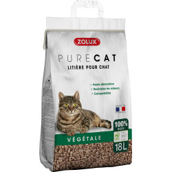 zolux Litière végétale granules de bois PureCat 18 L soit 12.5 kg pour chat Litiere