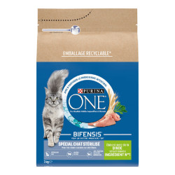 NP-996480 Purina Alimento seco para gatos con pavo, PURINA ONE 3KG Croquette chat