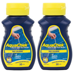 lot de 2 AquaChek Testeur de chlore pour piscine et Spa, Lot de 50 Bandelettes AQC-470-0005-x02 Análise da piscina