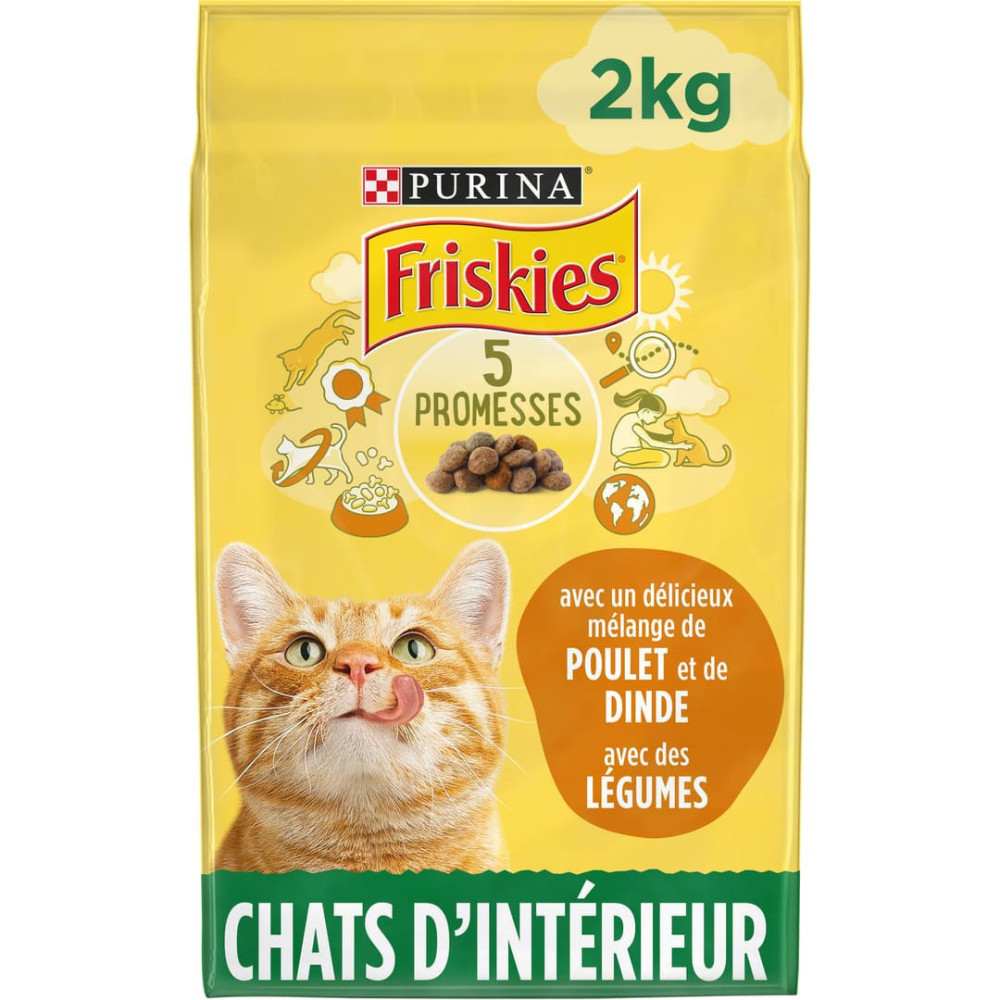 Purina Indoor cat food with a delicious blend of chicken, turkey and vegetables 2kg friskies Cat food