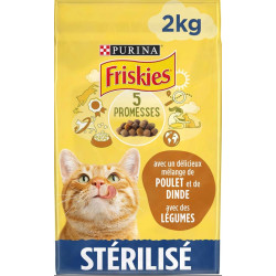 Alimento esterilizado para gatos com uma deliciosa mistura de peru, frango e legumes 2kg FRISKIES NP-218825 Comida para gatos